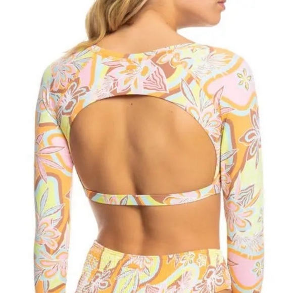 NWT Roxy Delic Long Sleeve Crop Rashguard Bikini Top NWT Women’s Size Small - Picture 3 of 11